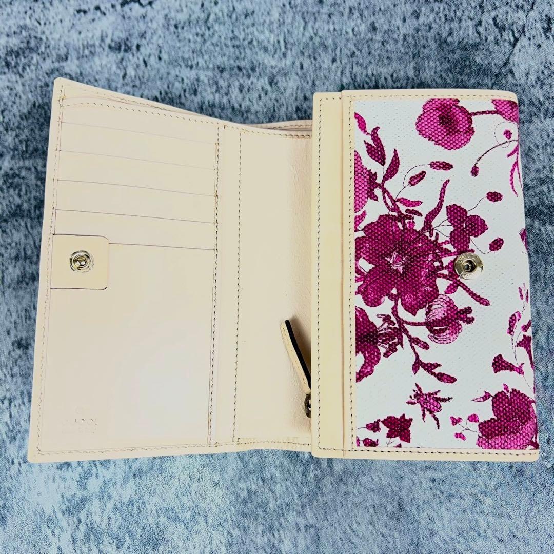 GUCCI キャンバス フラワー 二つ折り財布 花柄 コンパクト