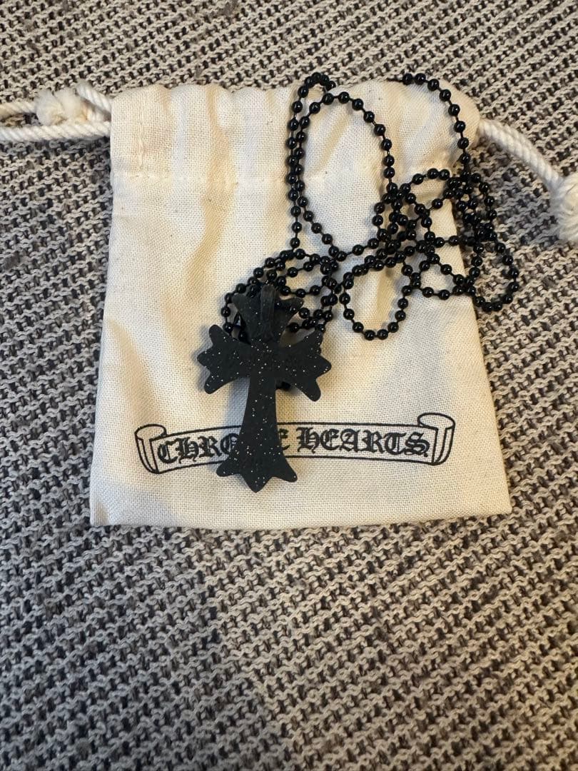 CHROME HEARTS クロス　ラバーネックレス　ブラック　ラメ