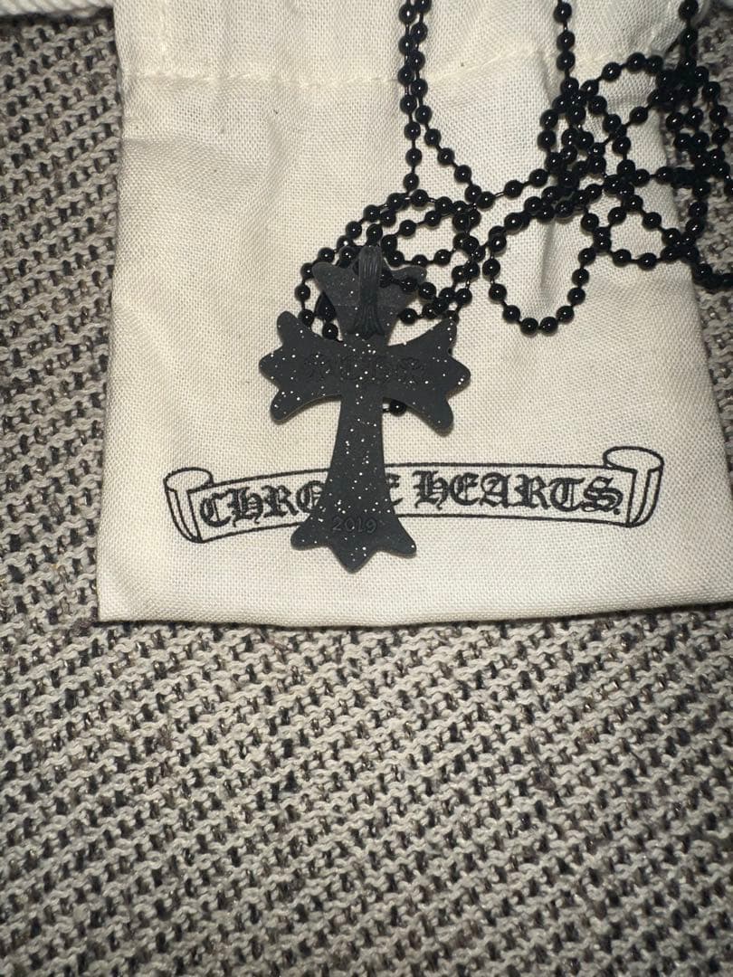 CHROME HEARTS クロス　ラバーネックレス　ブラック　ラメ