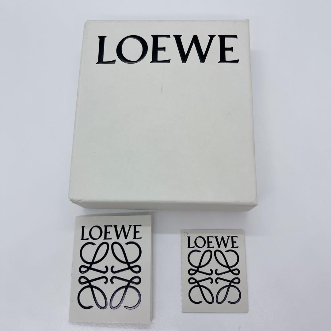 【美品】LOEWE ベージュ 3つ折り財布 アナグラム フリップウォレット 箱付