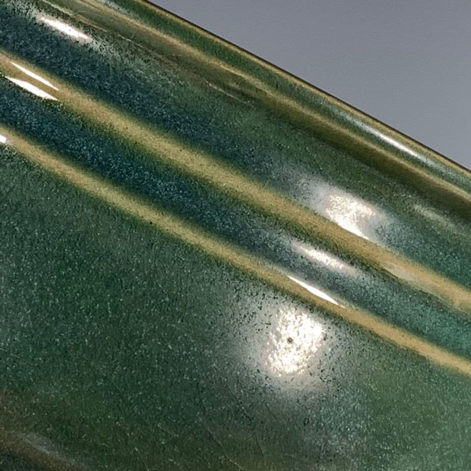 青磁満開片弦紋三足双耳香炉  装飾品 現代工芸品  美術品 置物