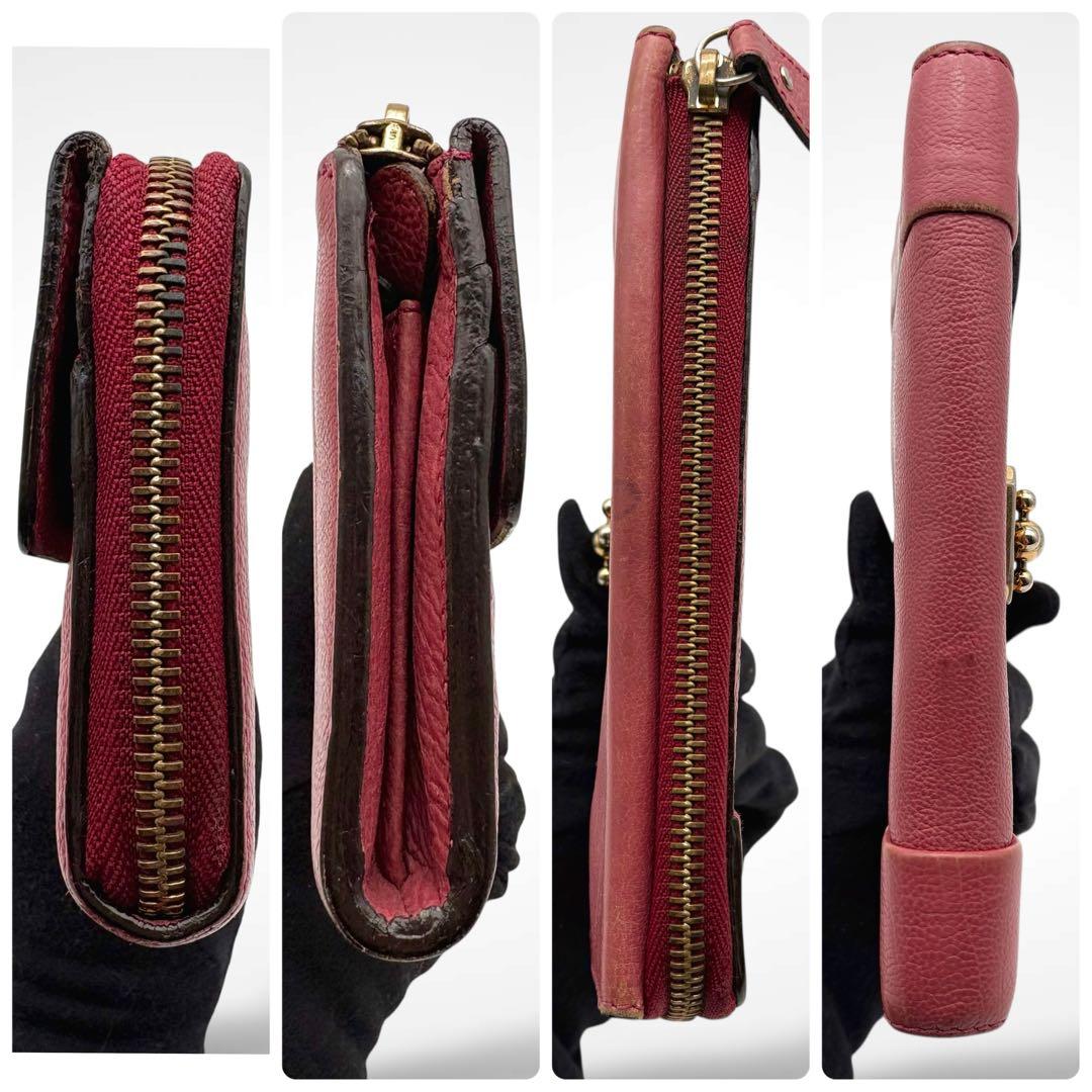 Chloe クロエ 長財布 レザー ピンク 本革 ゴールド金具 L字ジップ