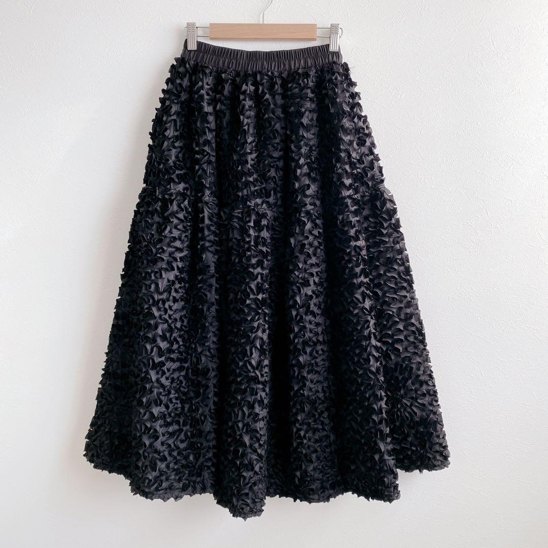 CAWAII2024AW たっぷり花びらフリルのティアードミディアムスカート
