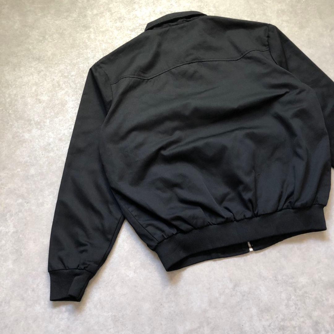 90s 極美品 L 黒 スイングトップ ハリントンジャケッ 裏地チェック古着G9