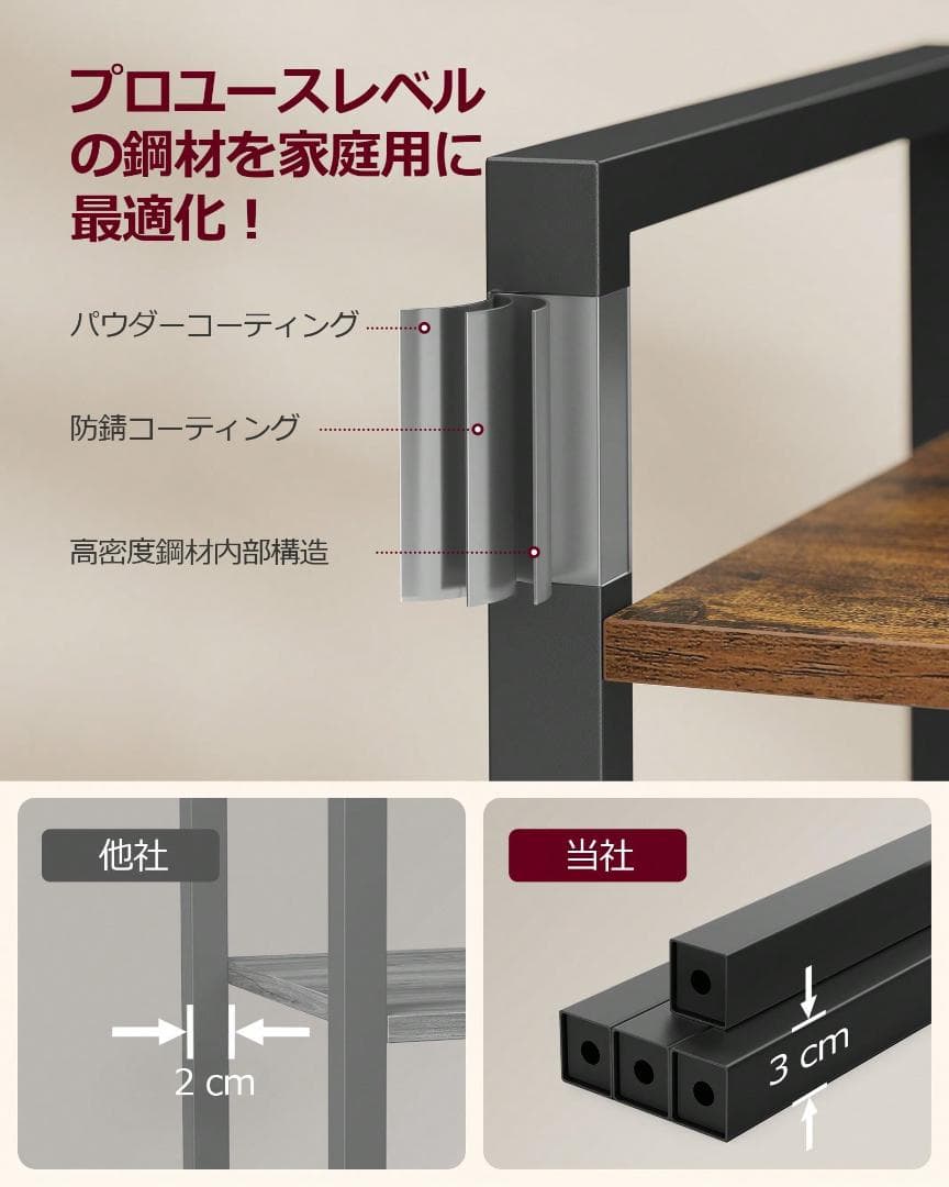 VASAGLE オープンラック 木製・金属