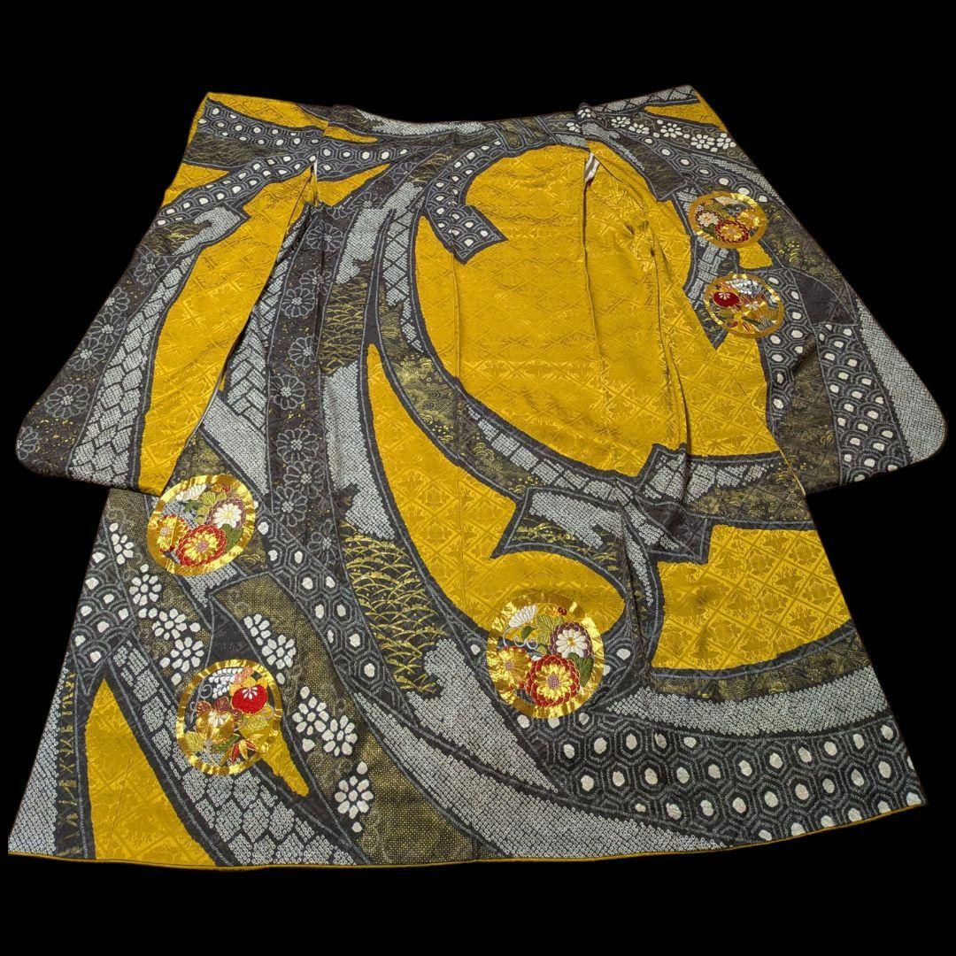 ファーショール付き！振袖フルセット(8点)成人式・高級手絞り・金駒刺繍・吉祥文様