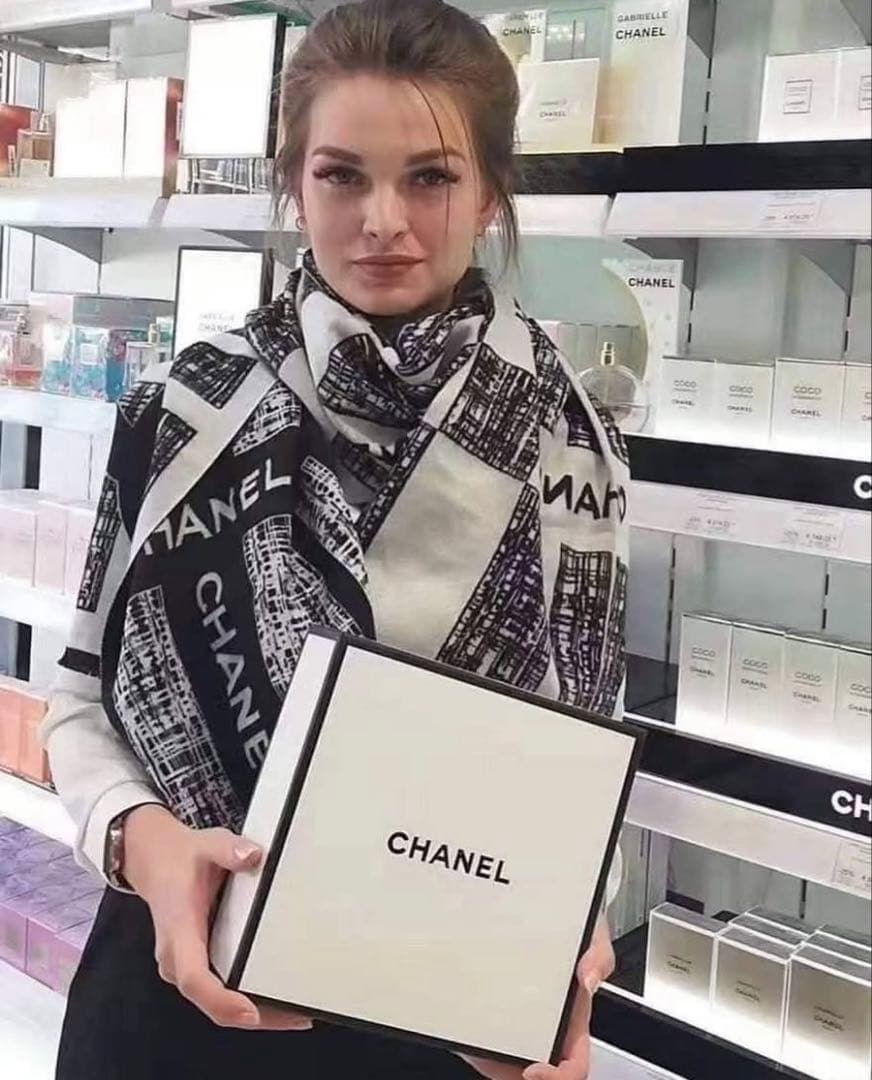 CHANEL】シャネル　ココマーク ロゴ カシミヤ×シルク ストール