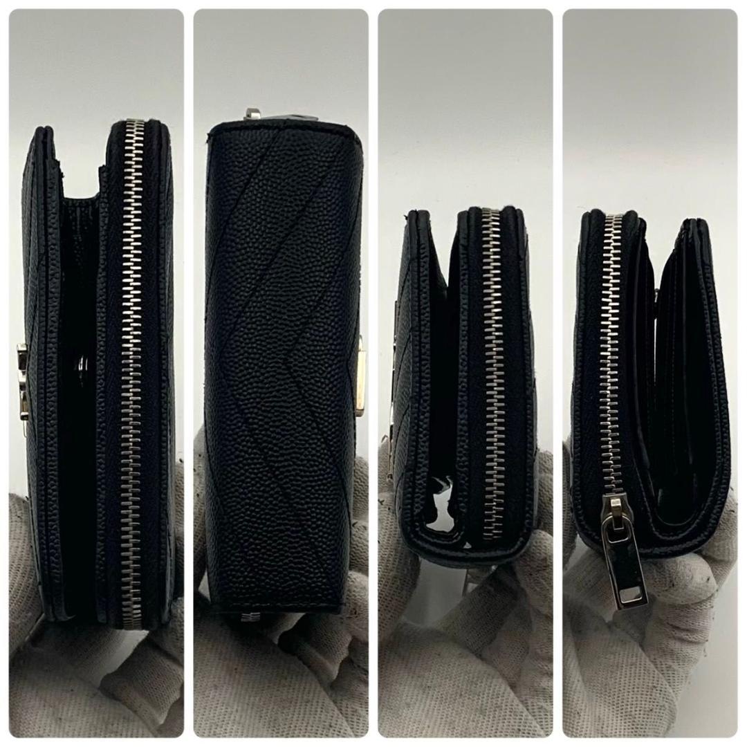 鑑定済み 美品 サンローラン 財布 カサンドラ YSL コンパクト 二つ折り 黒
