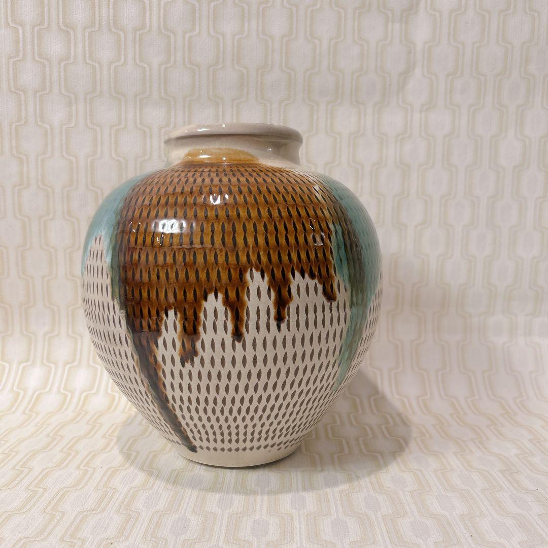 美品 セット 小石原焼き 大皿 美品 飾り台付き 壺 花瓶