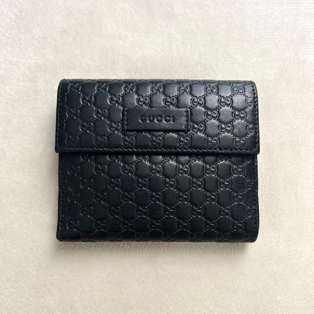 GUCCI グッチ 二つ折り財布 折り財布 シマ 黒