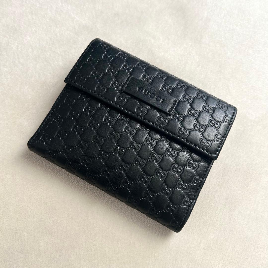 GUCCI グッチ 二つ折り財布 折り財布 シマ 黒