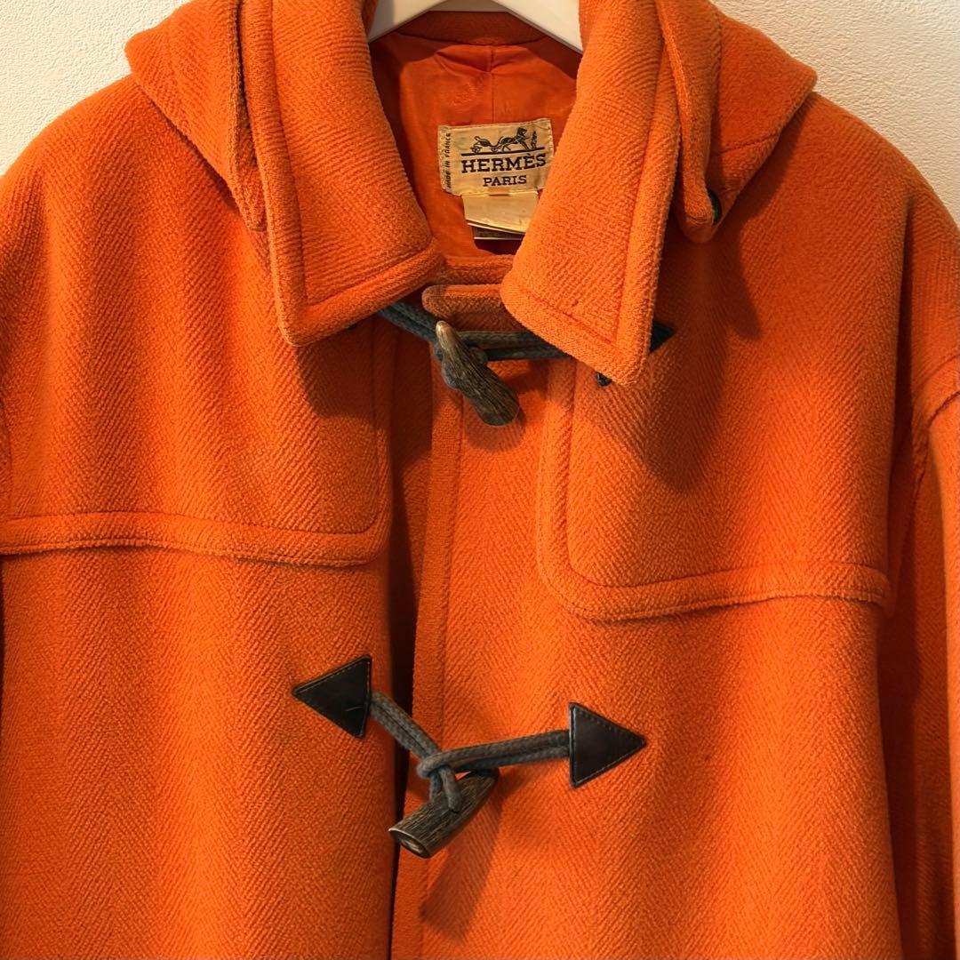 HERMES オレンジ ダッフルコート 52