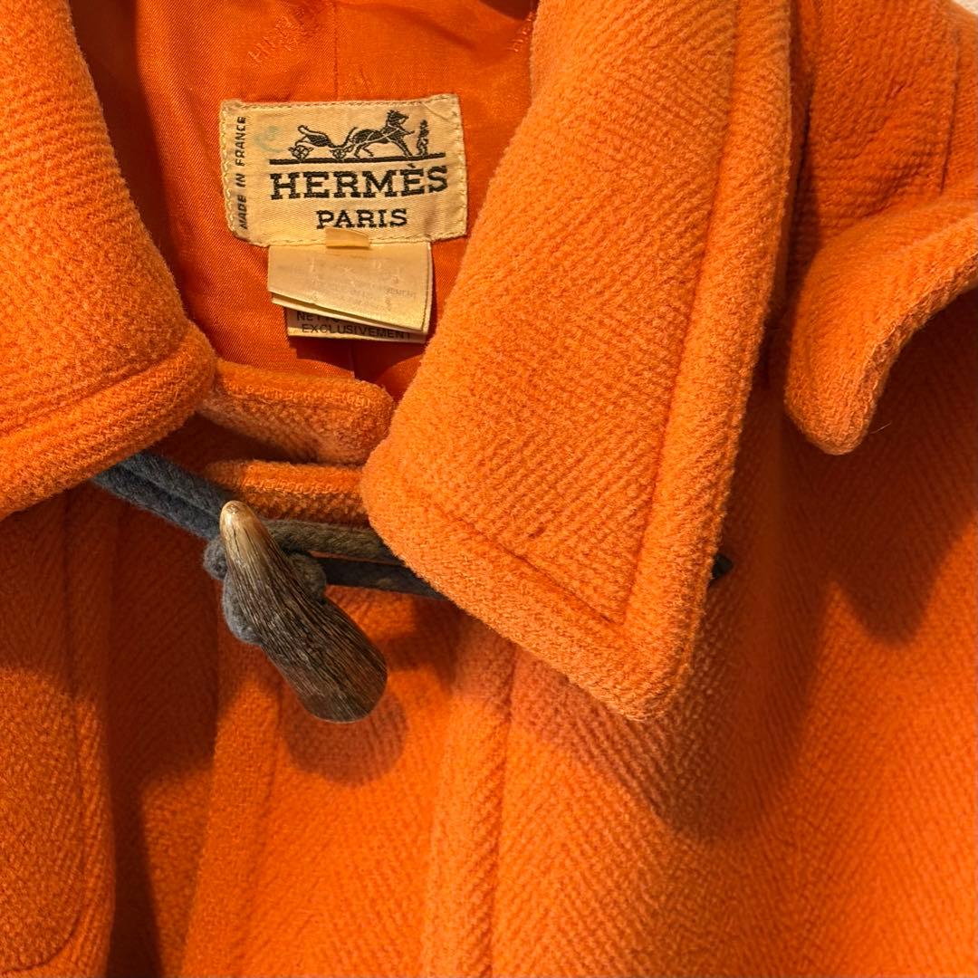 HERMES オレンジ ダッフルコート 52