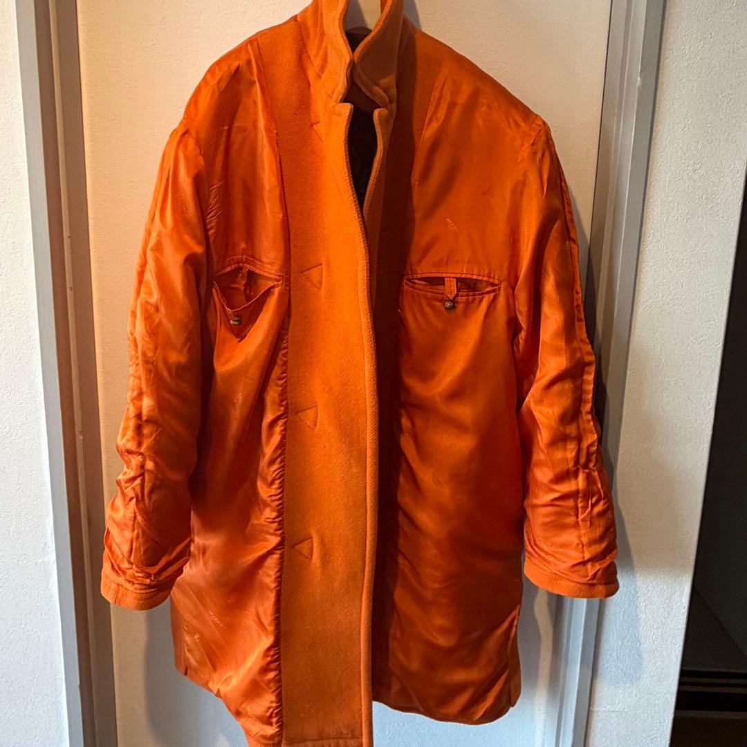 HERMES オレンジ ダッフルコート 52