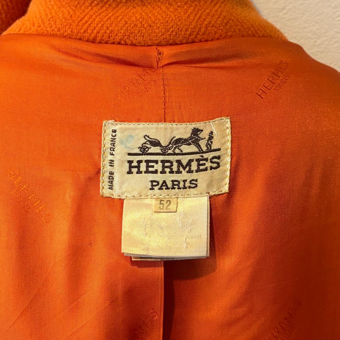HERMES オレンジ ダッフルコート 52