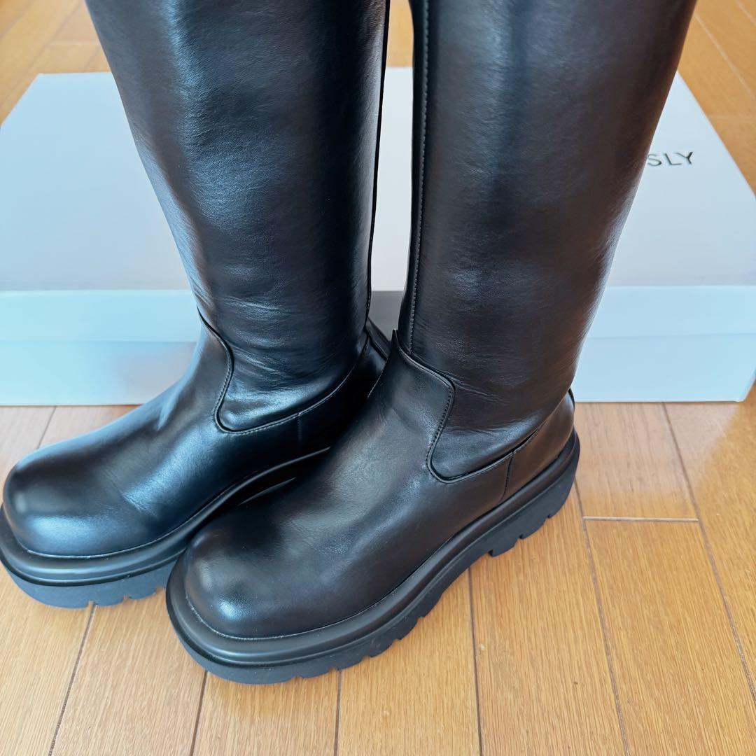 靴 SLY BULB TOE KNEE BOOTS