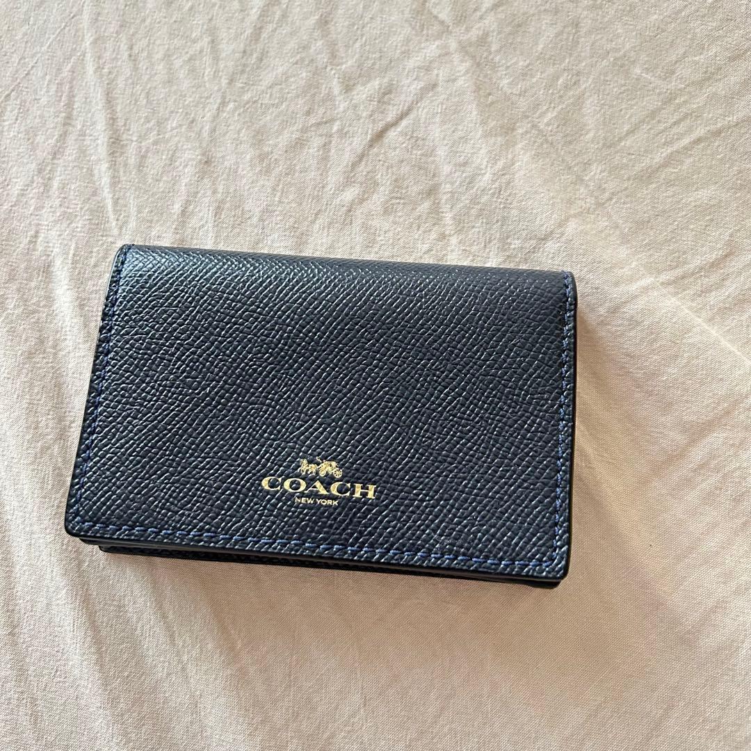 COACH ネイビー レザー 名刺入れ