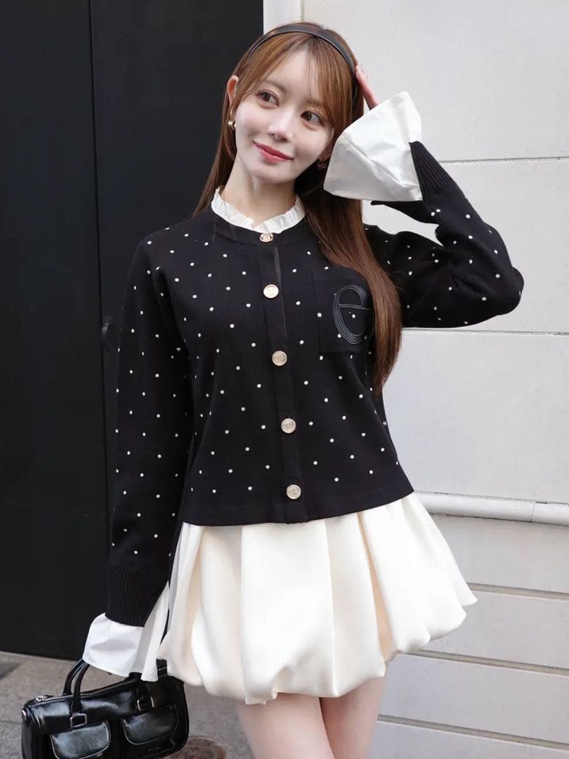 EIMY ISTOIRE Attached collar カーディガン ドット