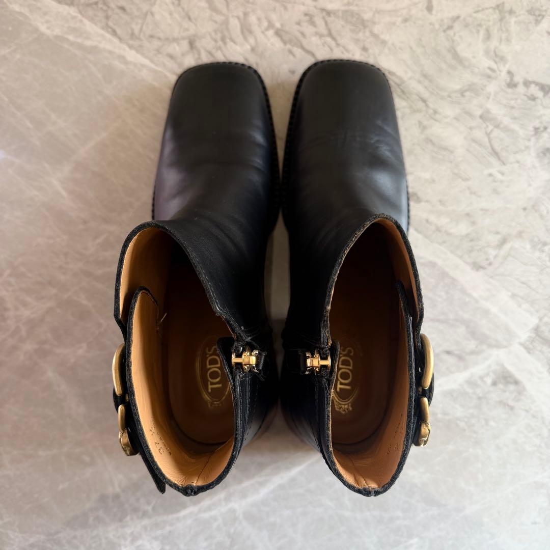 美品✨ TOD’S トッズ レザー ブーツ 37 1/2 ブラック ライオン金具