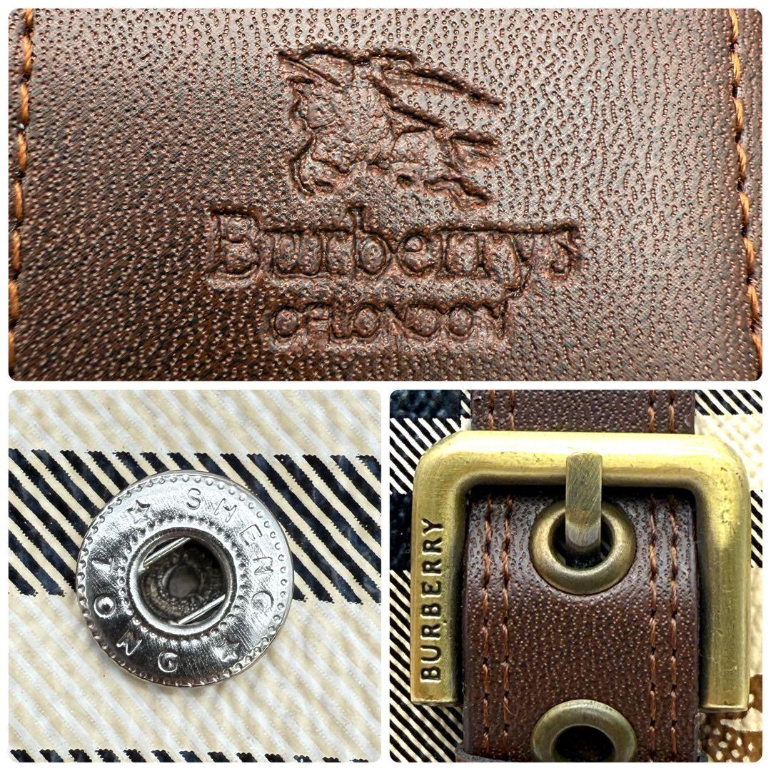 【美品】バーバリーロンドン 折り財布 ノバチェック レザー ホースロゴ