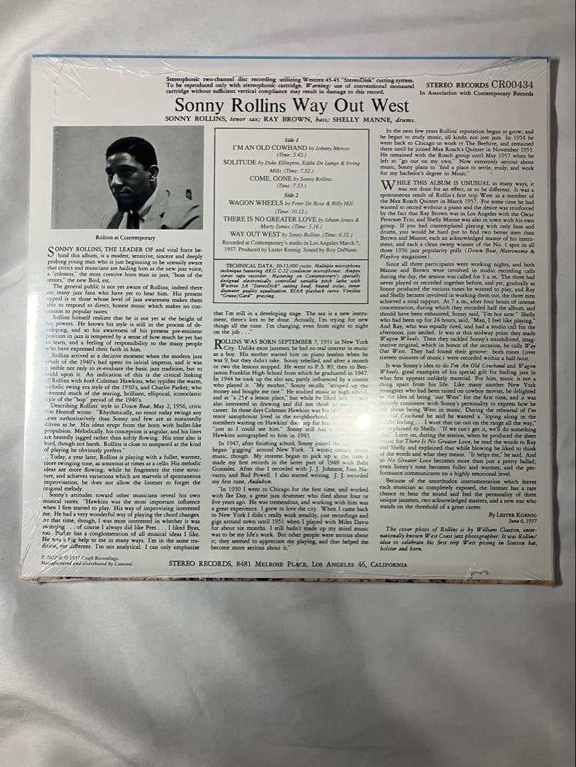 新品未開封　Sonny Rollins / Way Out West