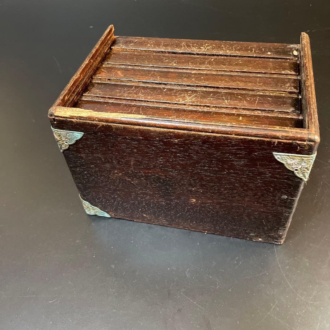 古い麻雀牌　竹牌　唐木箱入り