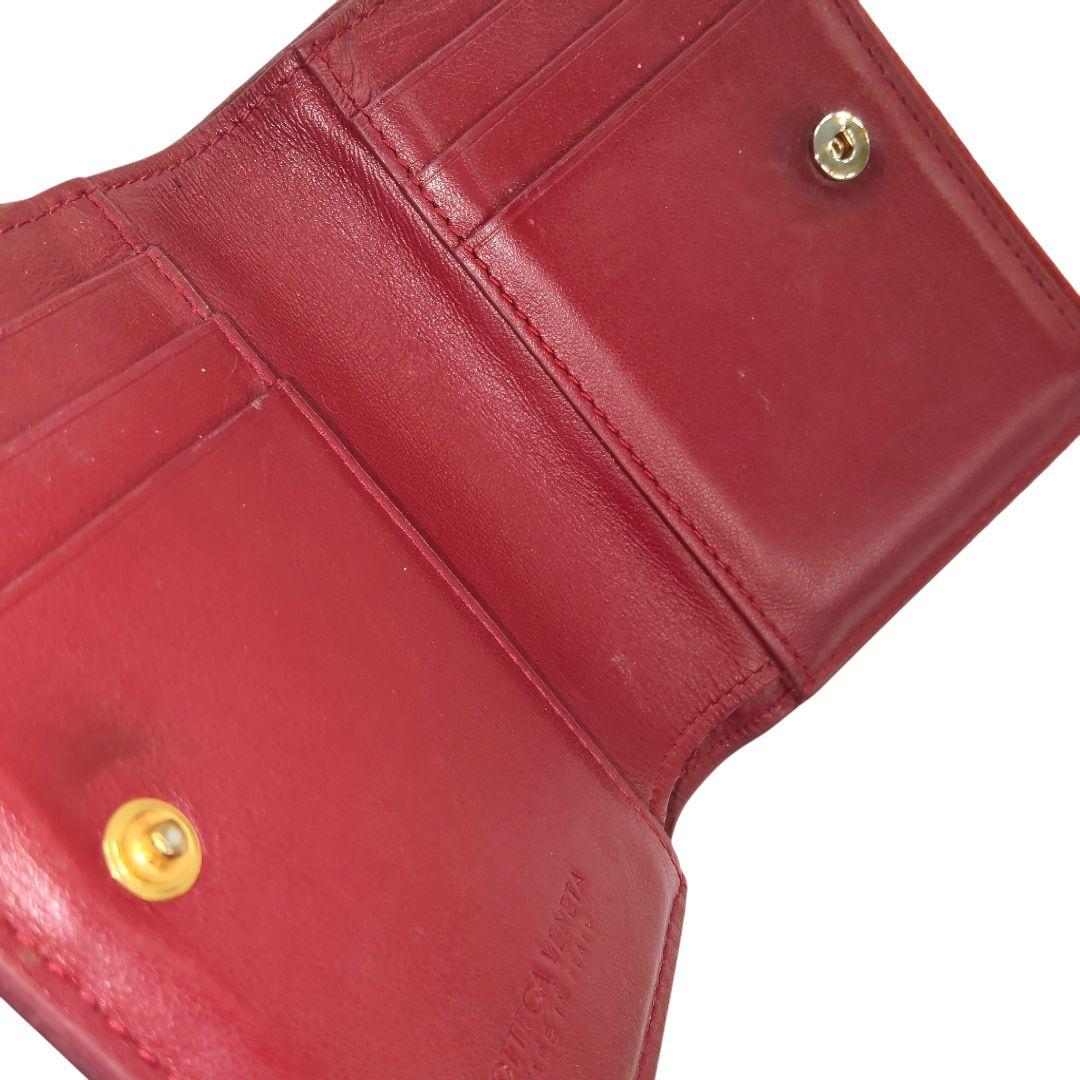 ボッテガヴェネタ レザー コンパクト財布 赤 ミニウォレット