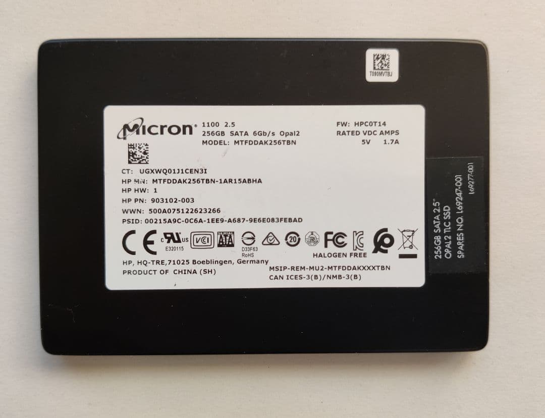 【2枚セット】Micron 2.5インチ SATA SSD 256GB*2