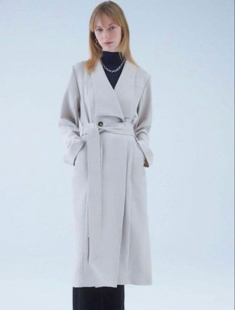 フレイアイディー　デザインショールカラーコート アイボリー
