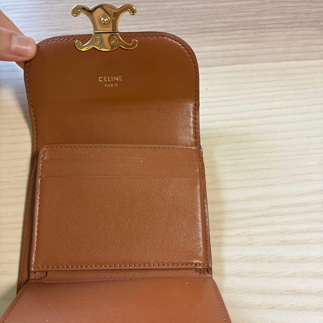 CELINE 三つ折り財布 ブラック レザー
