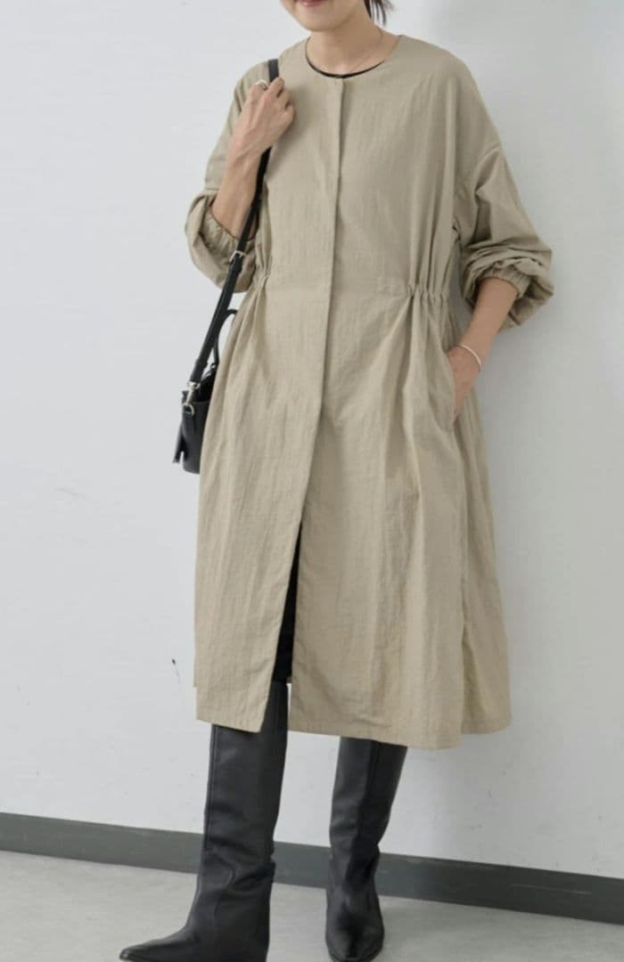 なっぷる～BEARDSLEYバルーン袖フレアーコート　beige