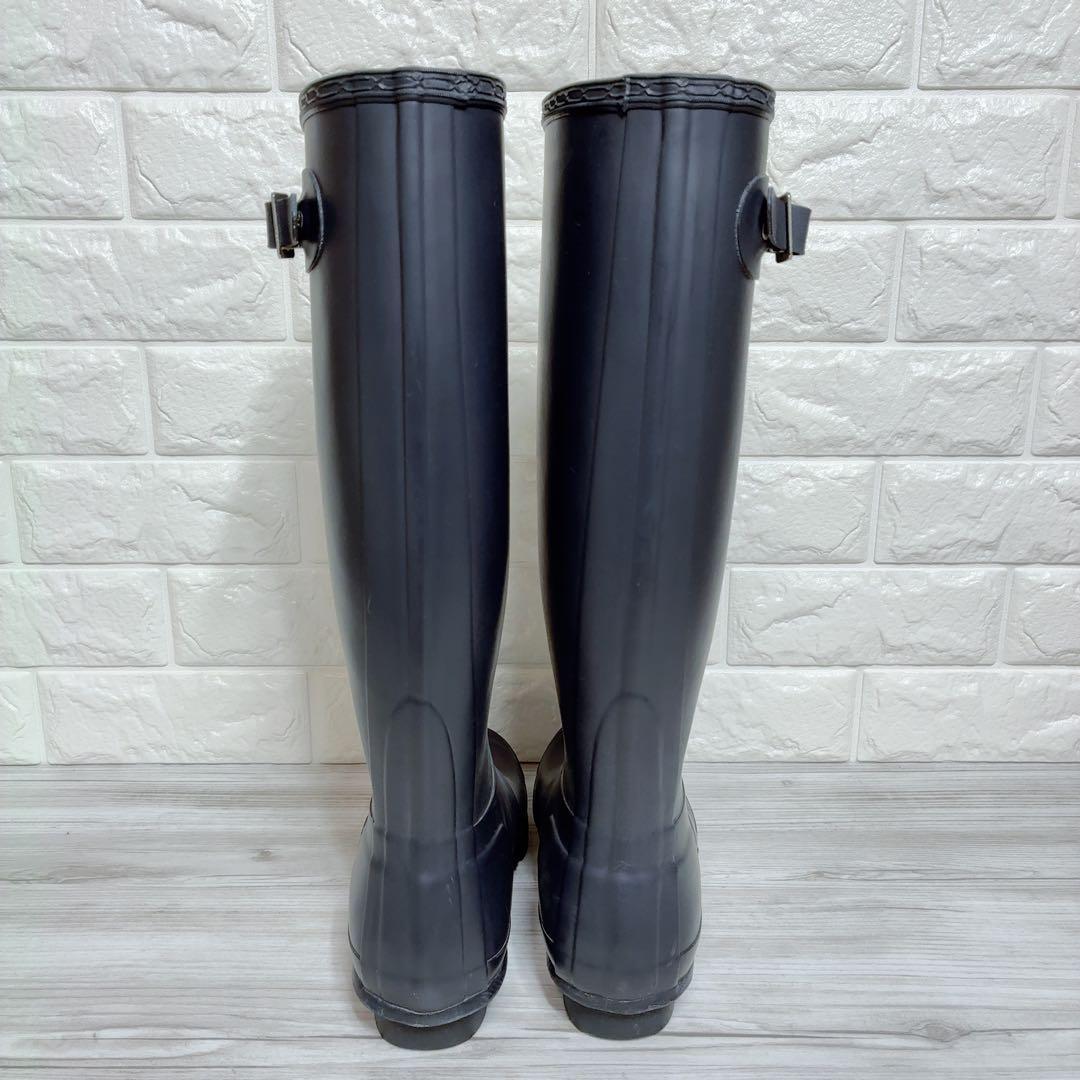 HUNTER レインブーツ 25cm相当 ネイビー 雨具 ロング 長靴 紺
