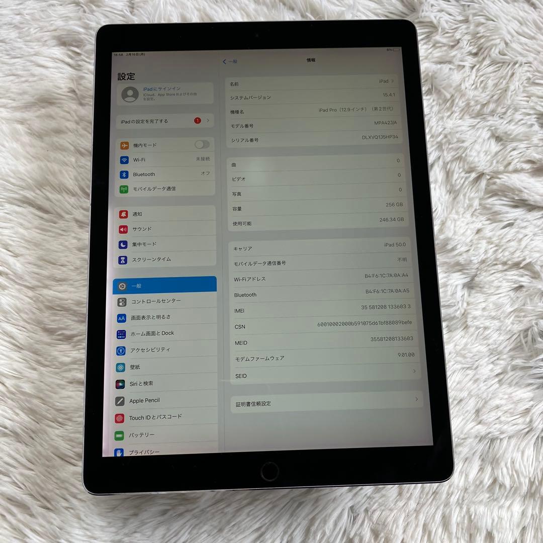 【完動品】iPad Pro 12.9 第2世代 256GB SIMフリー