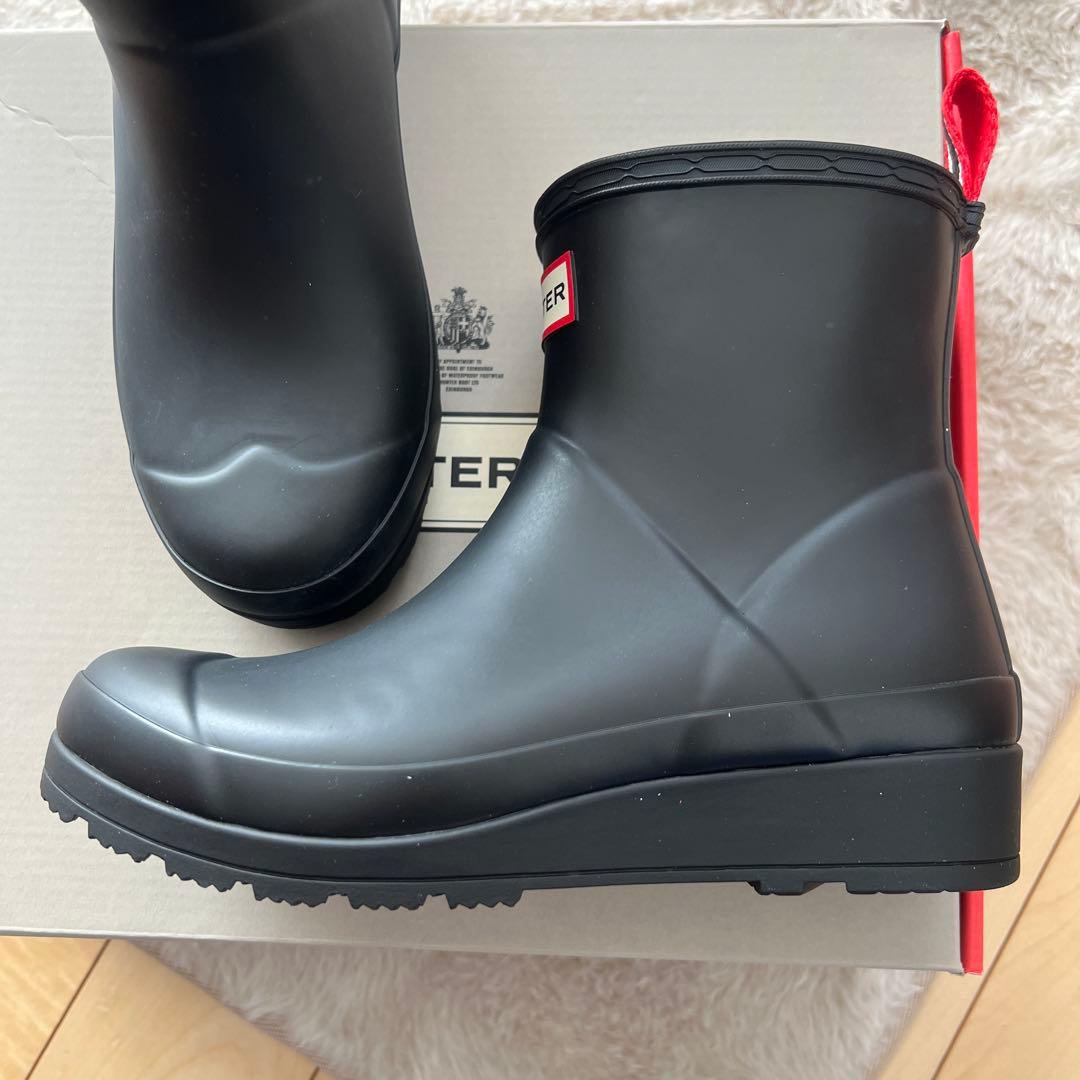 HUNTER ブラック レインブーツ ストライプ 公式　新品未使用