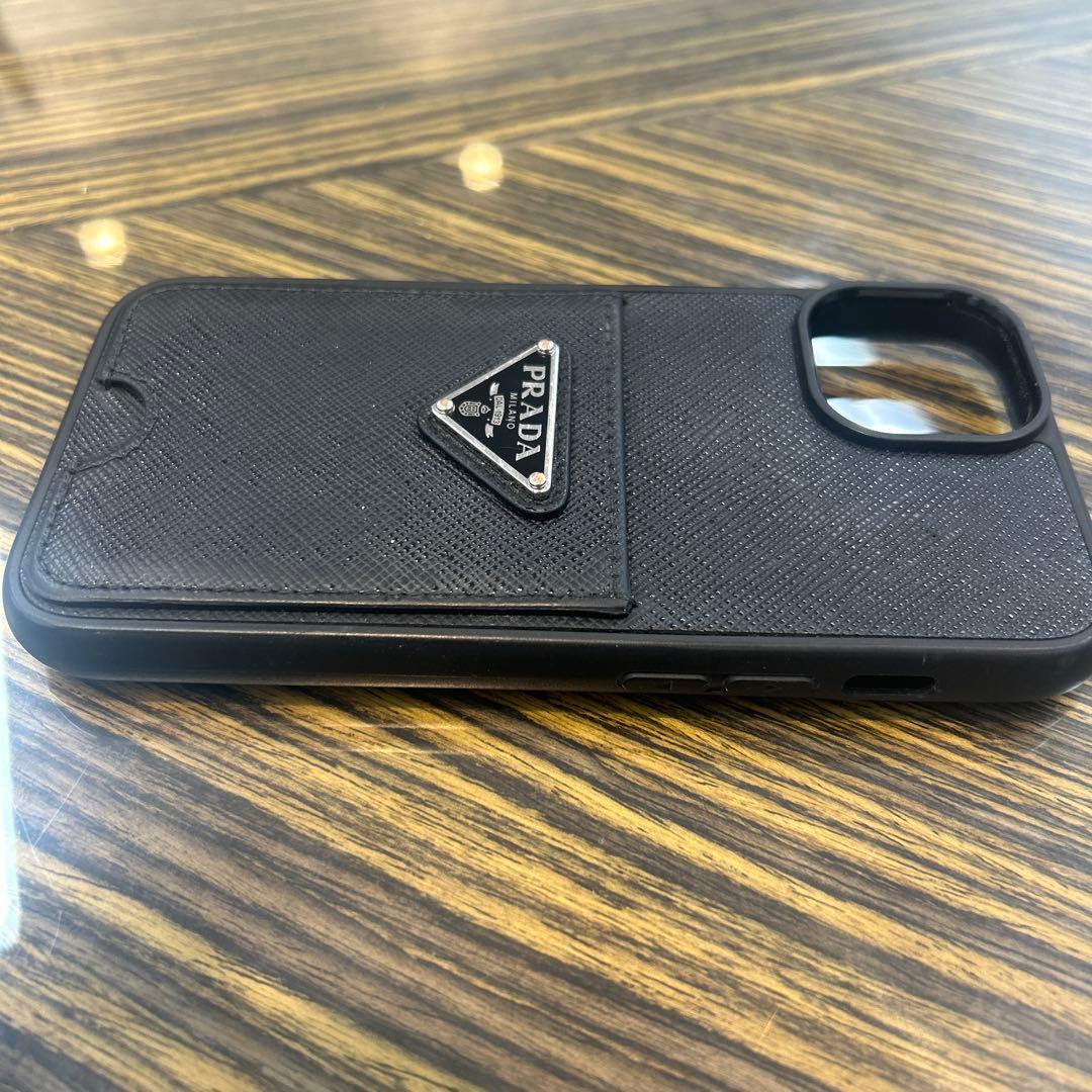 PRADA ブラック iPhone用ケース カードポケット付き
