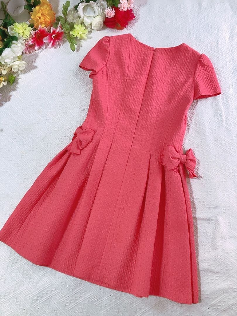 M’S GRACYエムズグレイシーフレアワンピースプリーツリボン美品希少上品 M