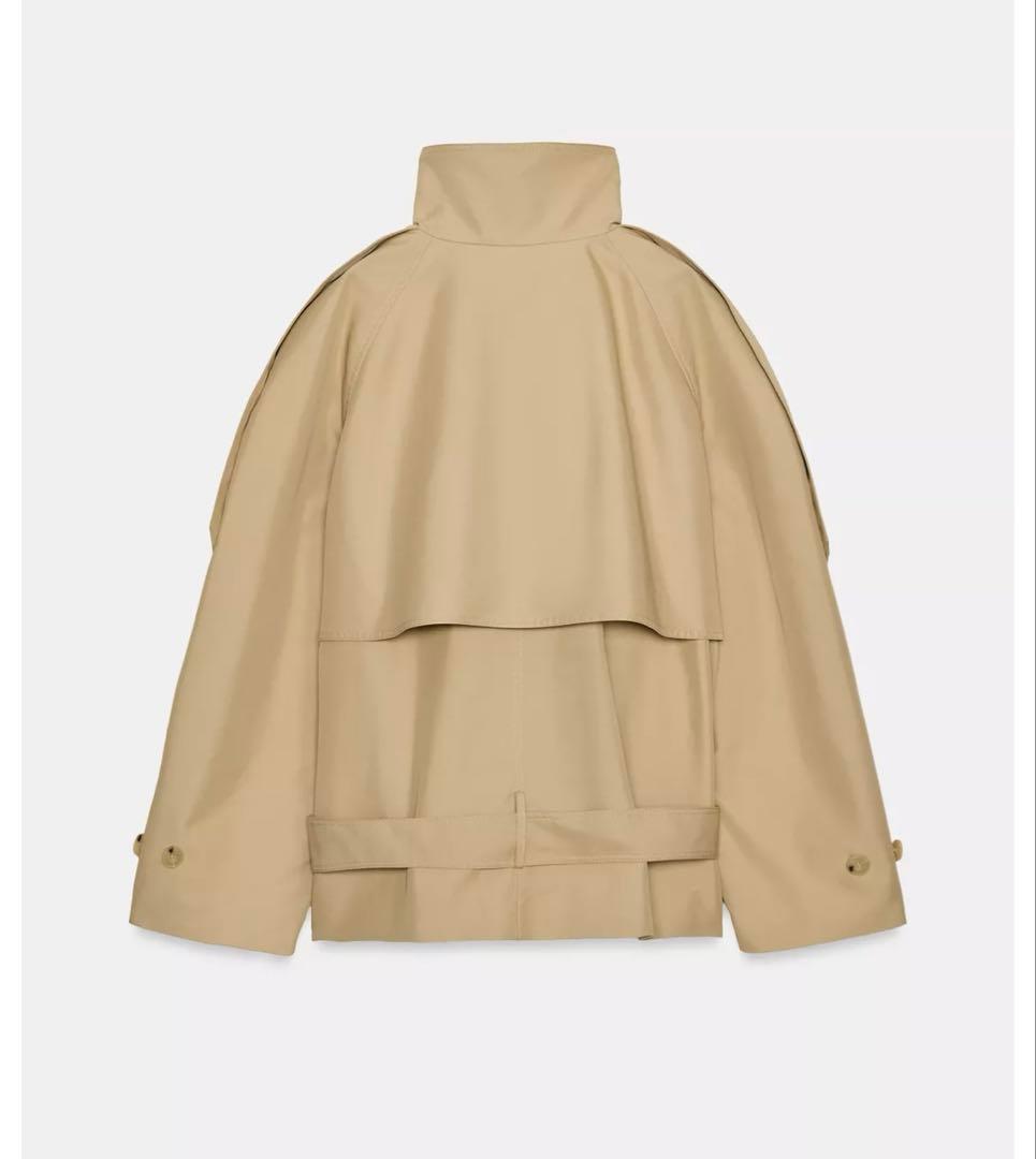 タグ付き新品★ZARAのショート丈ハイネックトレンチコート★Lサイズ★ベージュ色