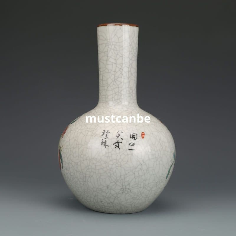 清乾隆パステル石榴紋天球瓶 景徳鎮 陶磁器 装飾品 現代工芸品 美術品 置物