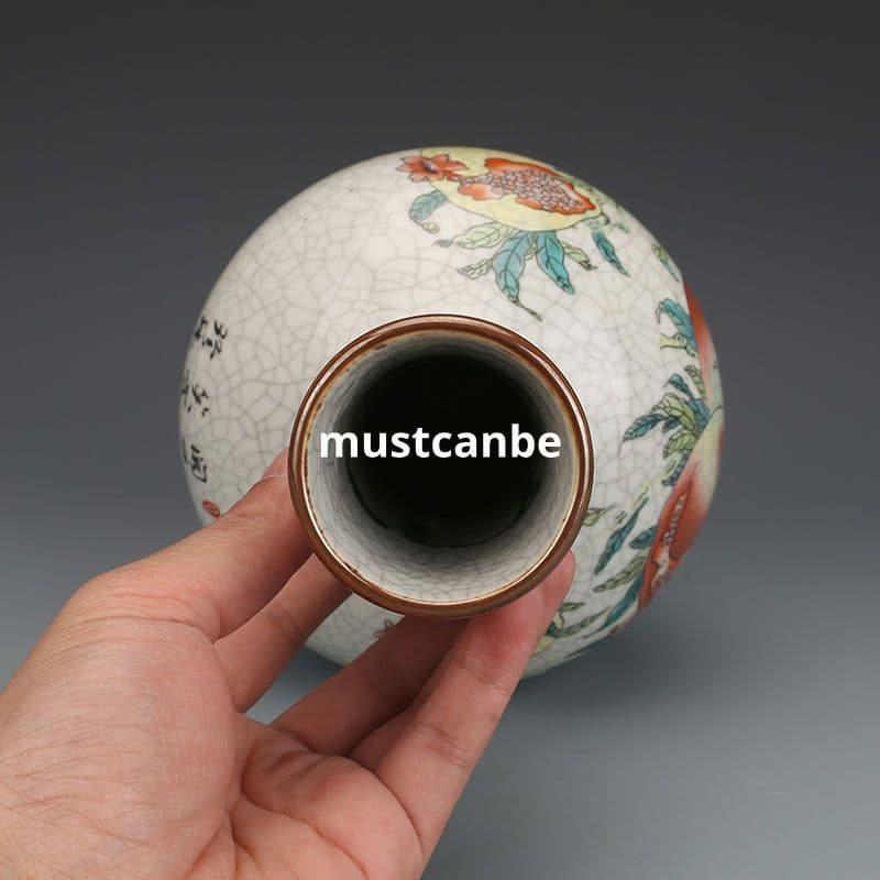 清乾隆パステル石榴紋天球瓶 景徳鎮 陶磁器 装飾品 現代工芸品 美術品 置物