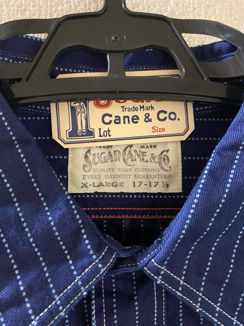 新品タグ付SUGAR CANE8.5ozウォバッシュ ストライプ ワーク シャツ