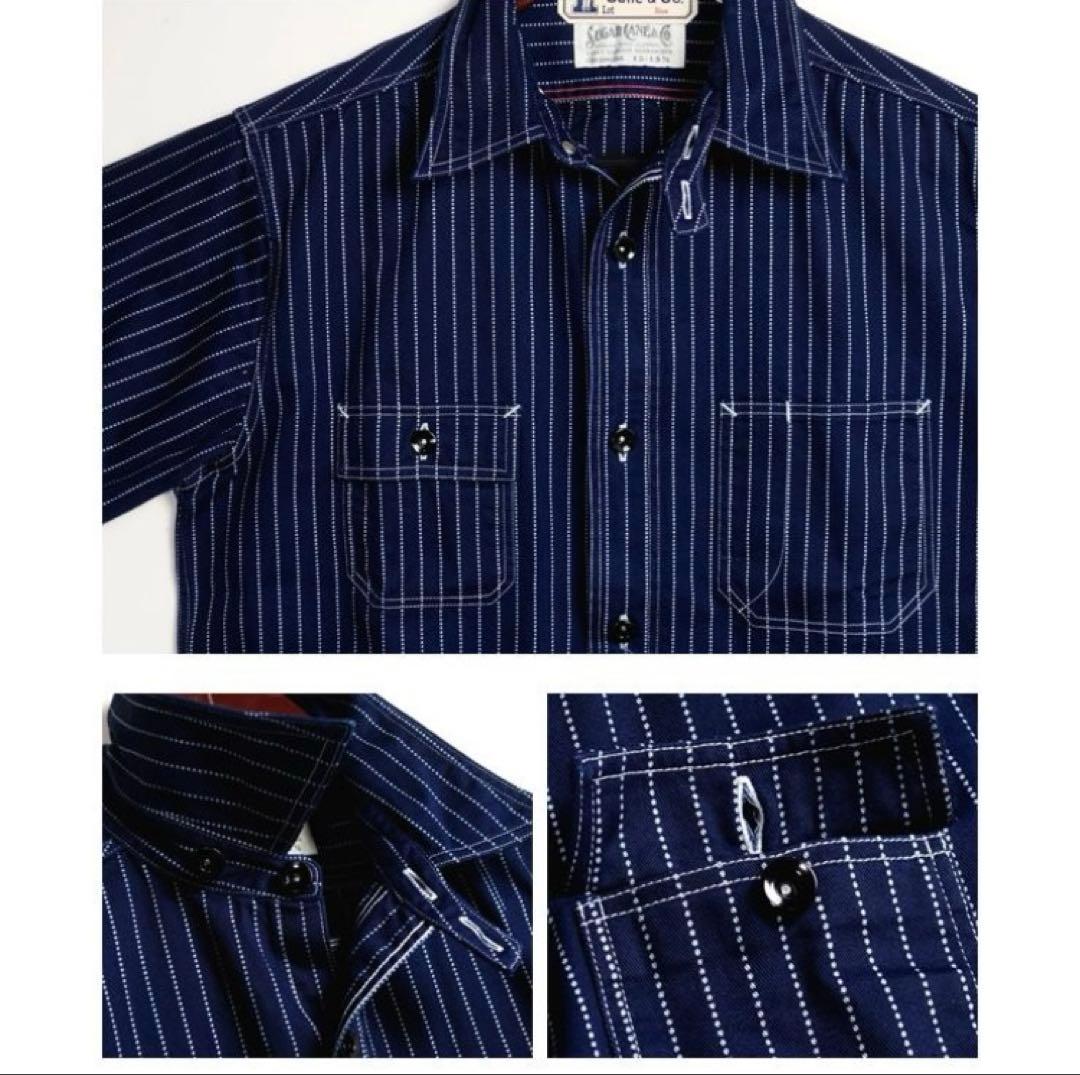 新品タグ付SUGAR CANE8.5ozウォバッシュ ストライプ ワーク シャツ