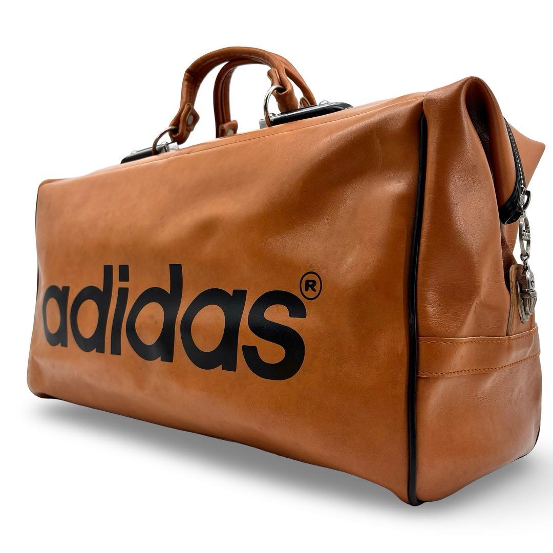 超希少】adidas　アディダス レザー 70s　ボストンバッグ 大容量　ロゴ