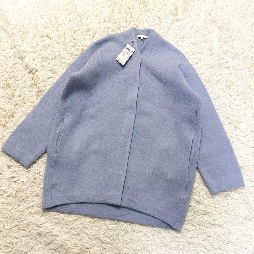 未使用✨自由区 モヘヤ混 ニットカーディガン コーディガン ブルー 38