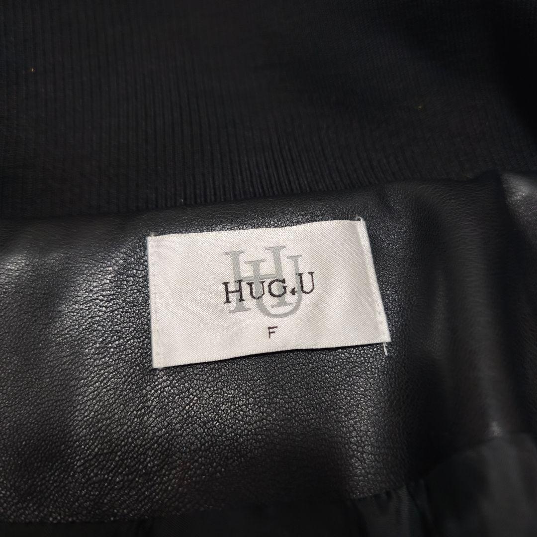 人気✨️ HUG.U ハグユー フェイクレザー ロングコート 黒 レザーコート