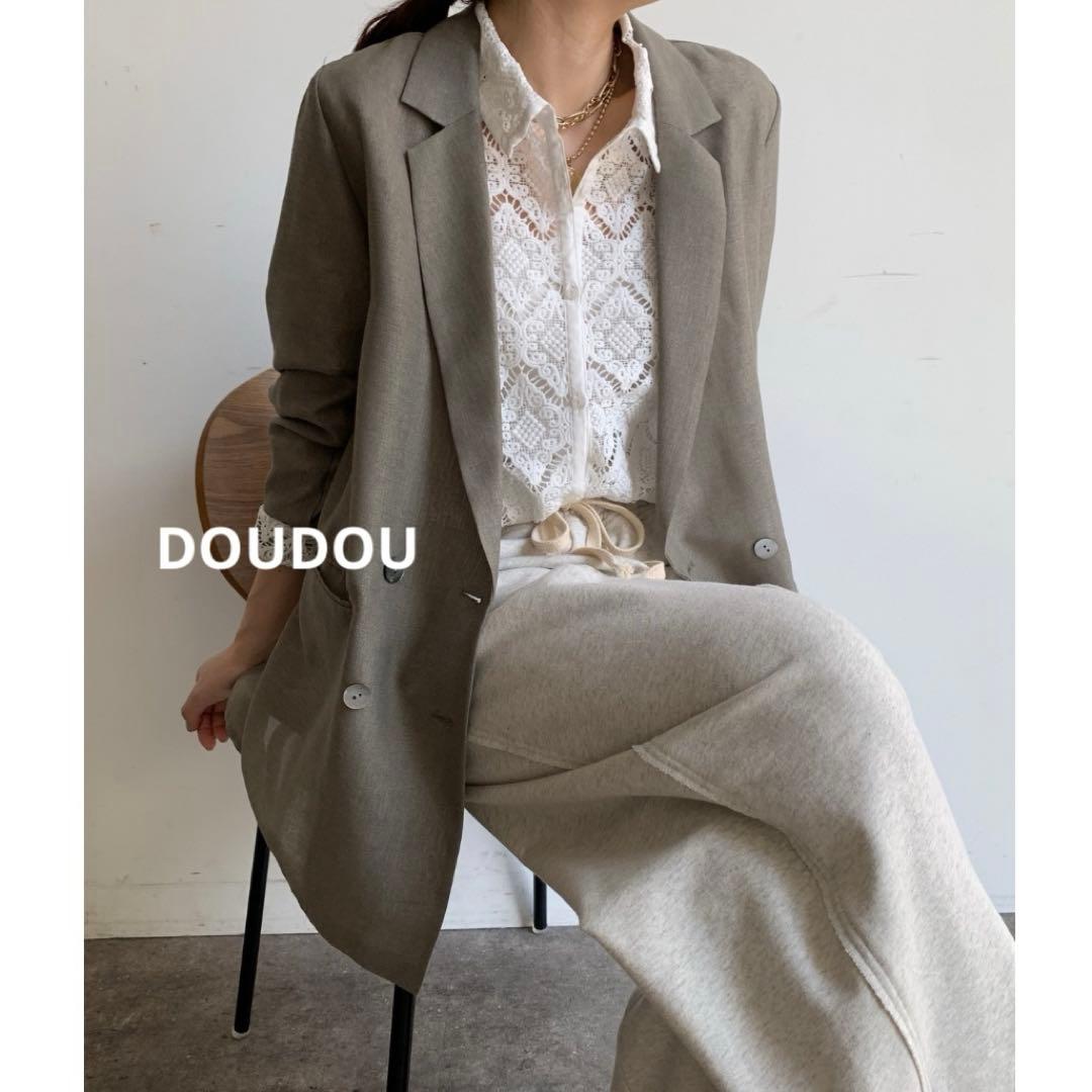DOUDOU 【ウォッシャブル】シアーダブルジャケット 春夏