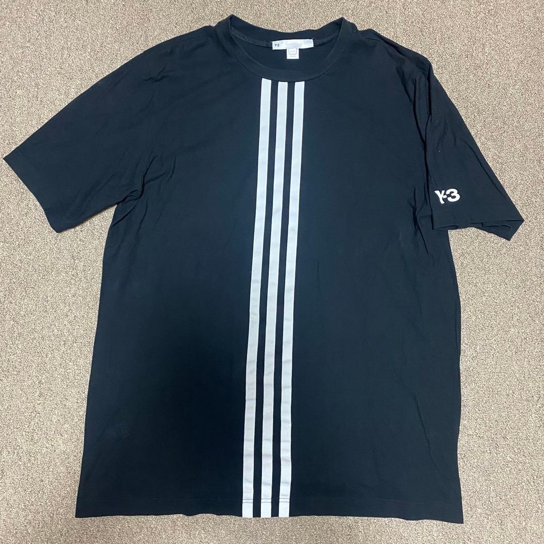 値下げ！Y-3 ラインTシャツ　XLサイズ 黒　ロゴ入り　20周年限定モデル