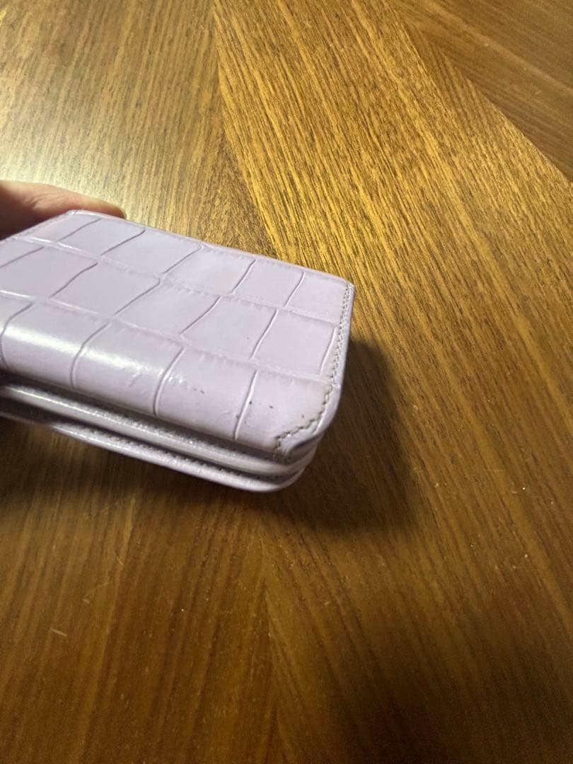 バレンシアガ　三つ折り財布　クロコ　エフェクト　ミニウォレット　レザー　パープル