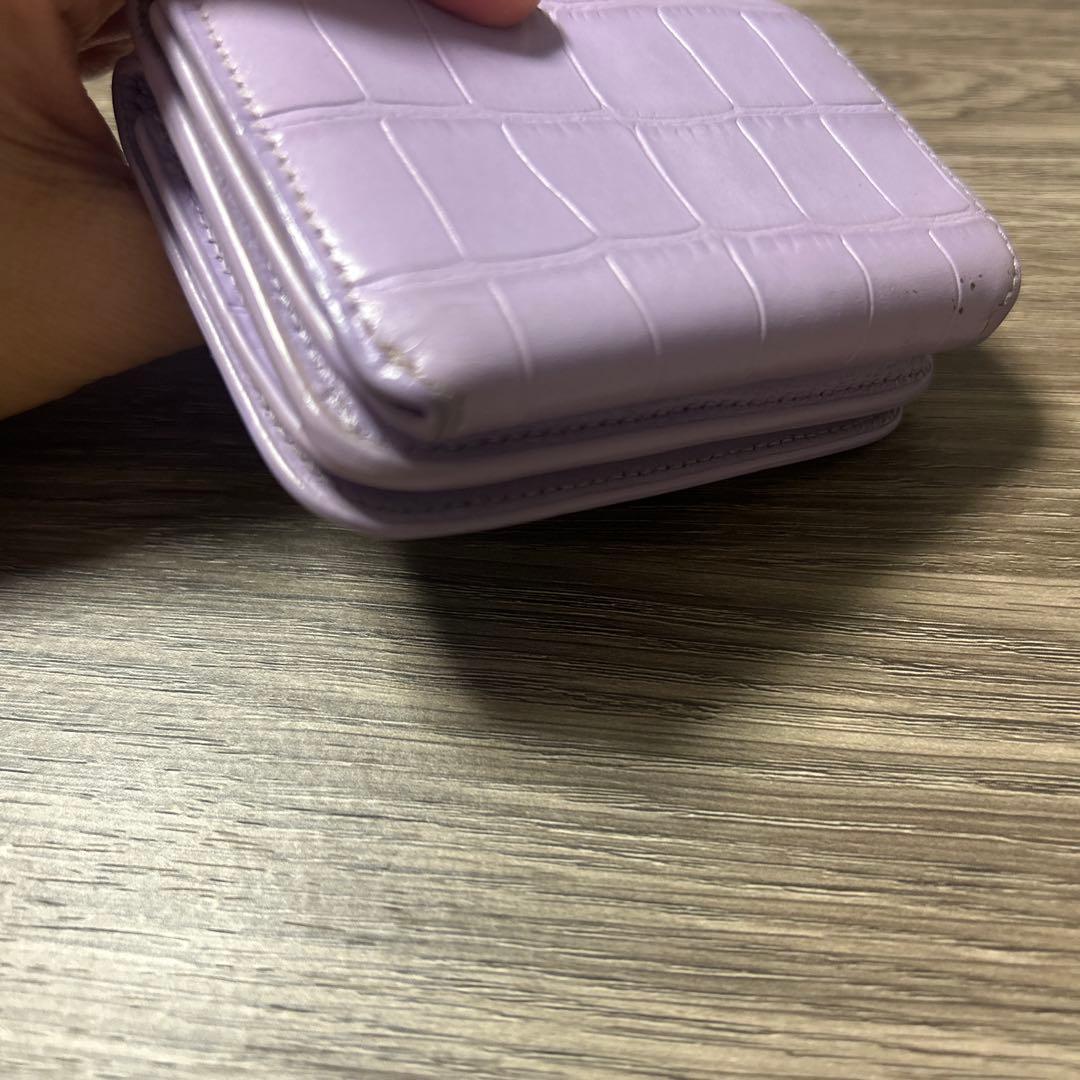 バレンシアガ　三つ折り財布　クロコ　エフェクト　ミニウォレット　レザー　パープル