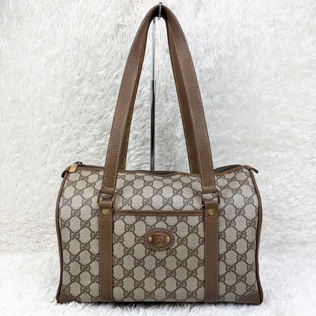 【良品】オールドグッチ GGスプリーム ロゴ金具 ボストンバッグ 肩掛け