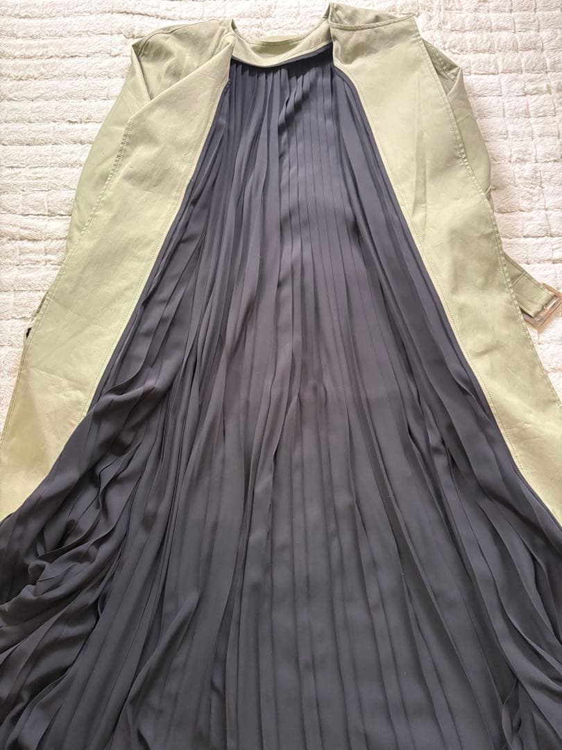 【美品】アドーア ADORE ノーカラーコート ロング スプリングコート 38